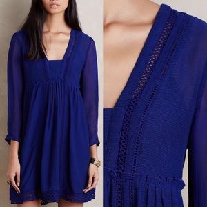 Anthropologie Sz 10 Embroidered Peasant Dress EUC